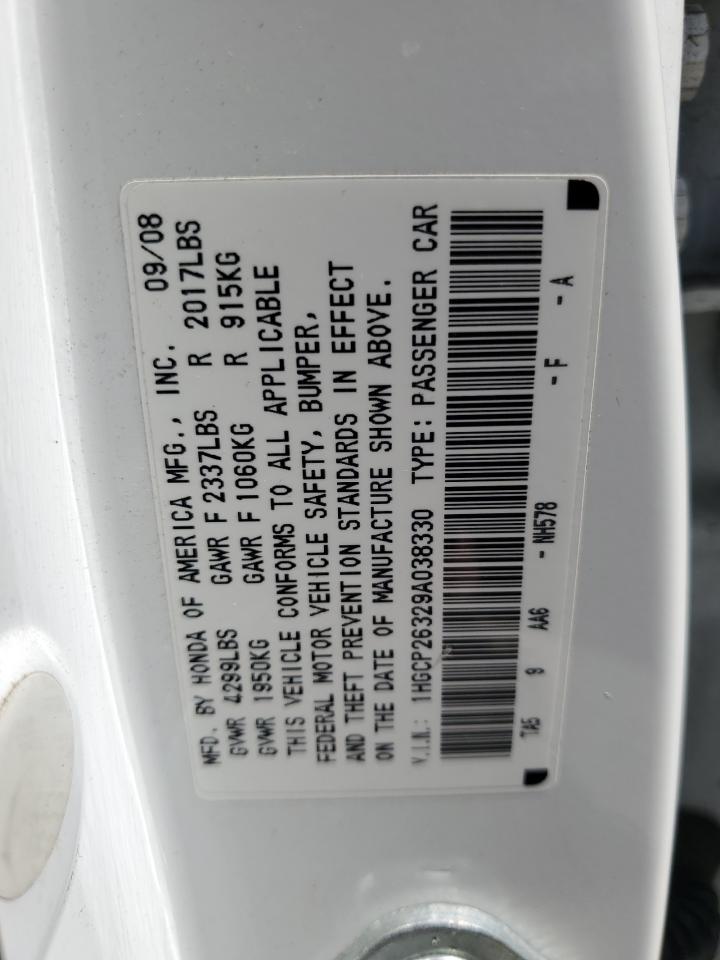2009 Honda Accord Lx VIN: 1HGCP26329A038330 Lot: 84178445
