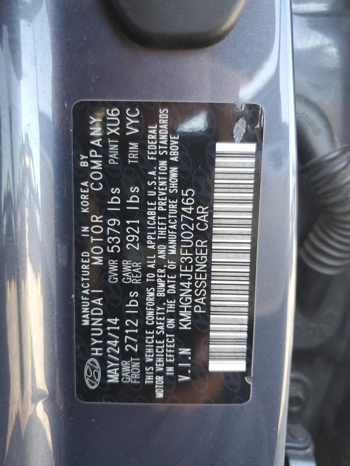 2015 Hyundai Genesis 3.8L VIN: KMHGN4JE3FU027465 Lot: 80197955