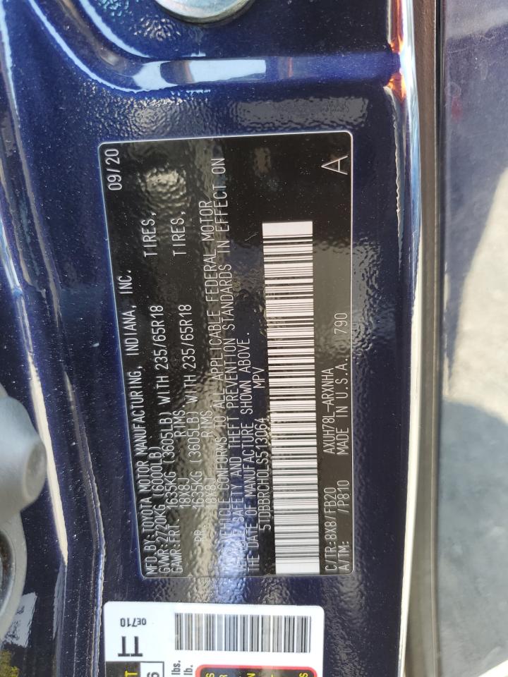 2020 Toyota Highlander Hybrid Le VIN: 5TDBBRCH0LS513064 Lot: 71223885