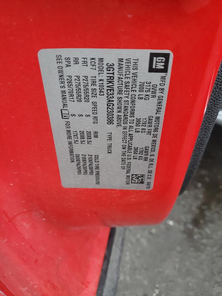 2010 GMC Sierra K1500 Sle VIN: 3GTRKVE33AG230386 Lot: 83833415