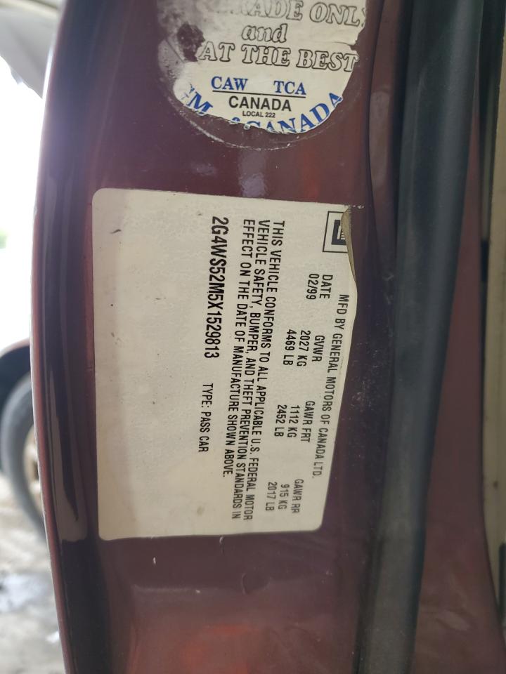 1999 Buick Century Custom VIN: 2G4WS52M5X1529813 Lot: 70717115