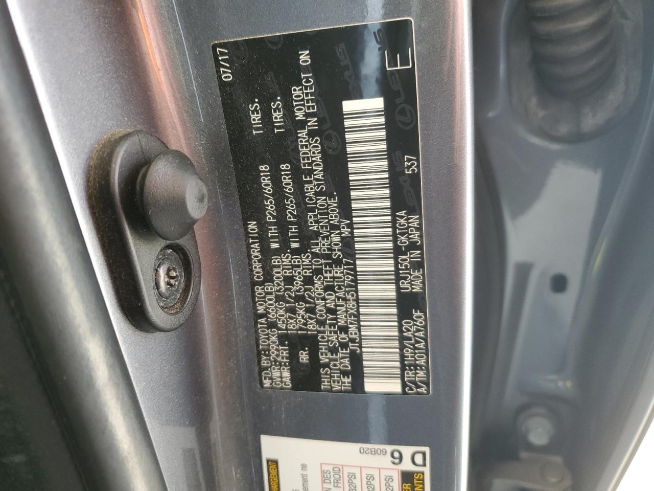 2017 Lexus Gx 460 VIN: JTJBM7FX8H5179717 Lot: 83782805