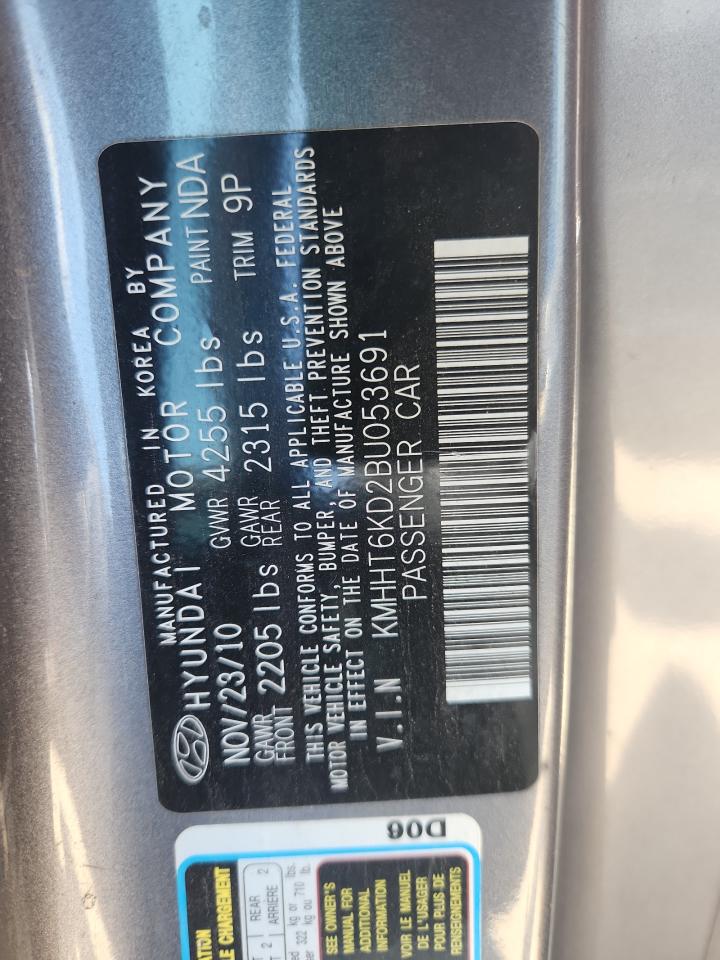 2011 Hyundai Genesis Coupe 2.0T VIN: KMHHT6KD2BU053691 Lot: 81136995