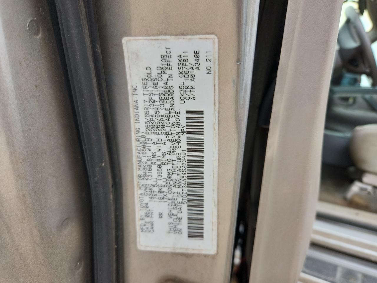 2004 Toyota Sequoia Sr5 VIN: 5TDZT34A54S233491 Lot: 81709835