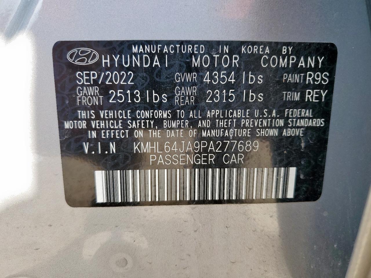 2023 Hyundai Sonata Sel VIN: KMHL64JA9PA277689 Lot: 80510185