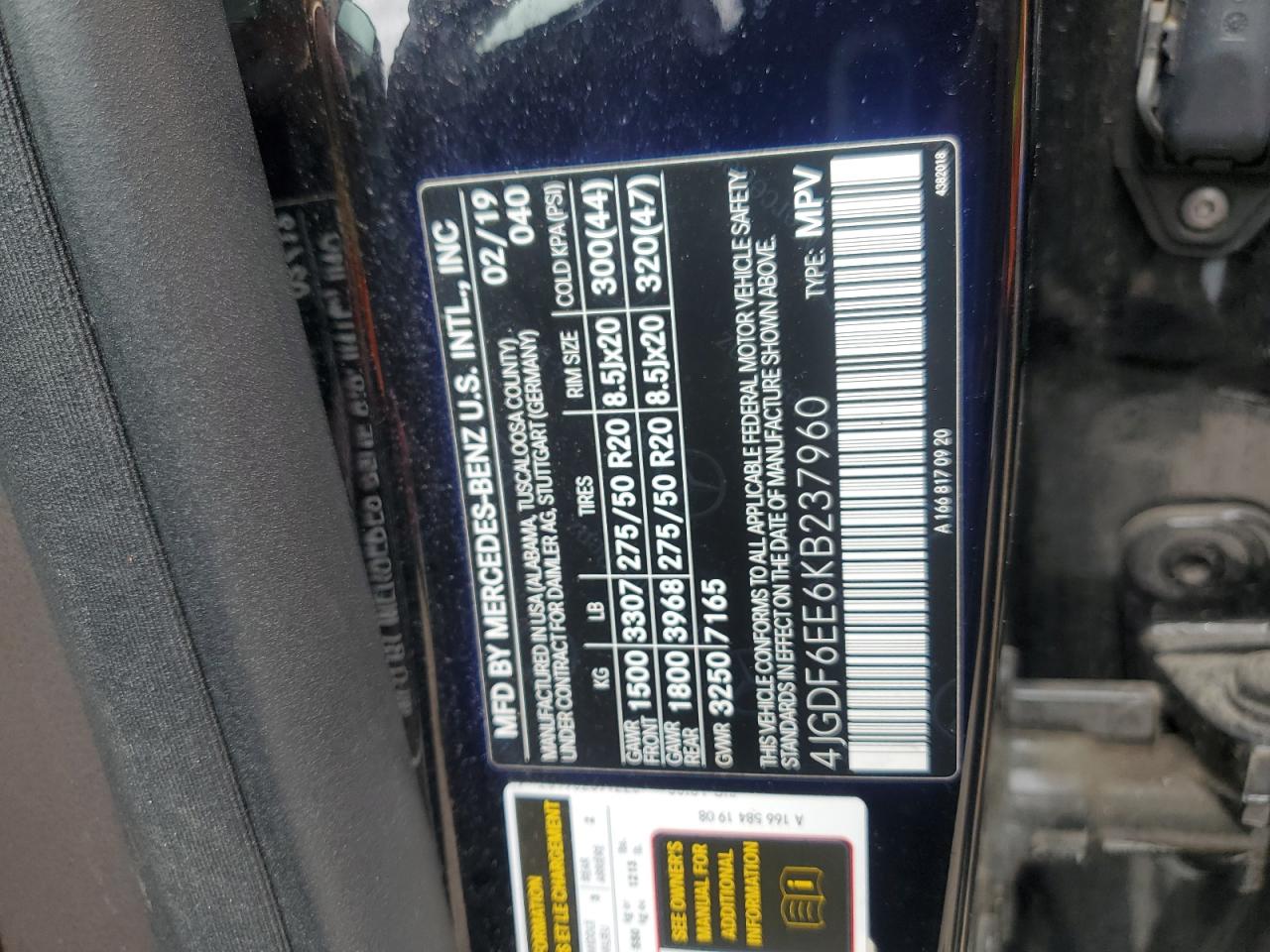 2019 Mercedes-Benz Gls 450 4Matic VIN: 4JGDF6EE6KB237960 Lot: 81304695