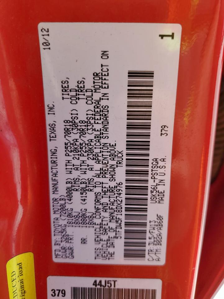 2013 Toyota Tundra Crewmax Sr5 VIN: 5TFDW5F18DX274976 Lot: 71558185