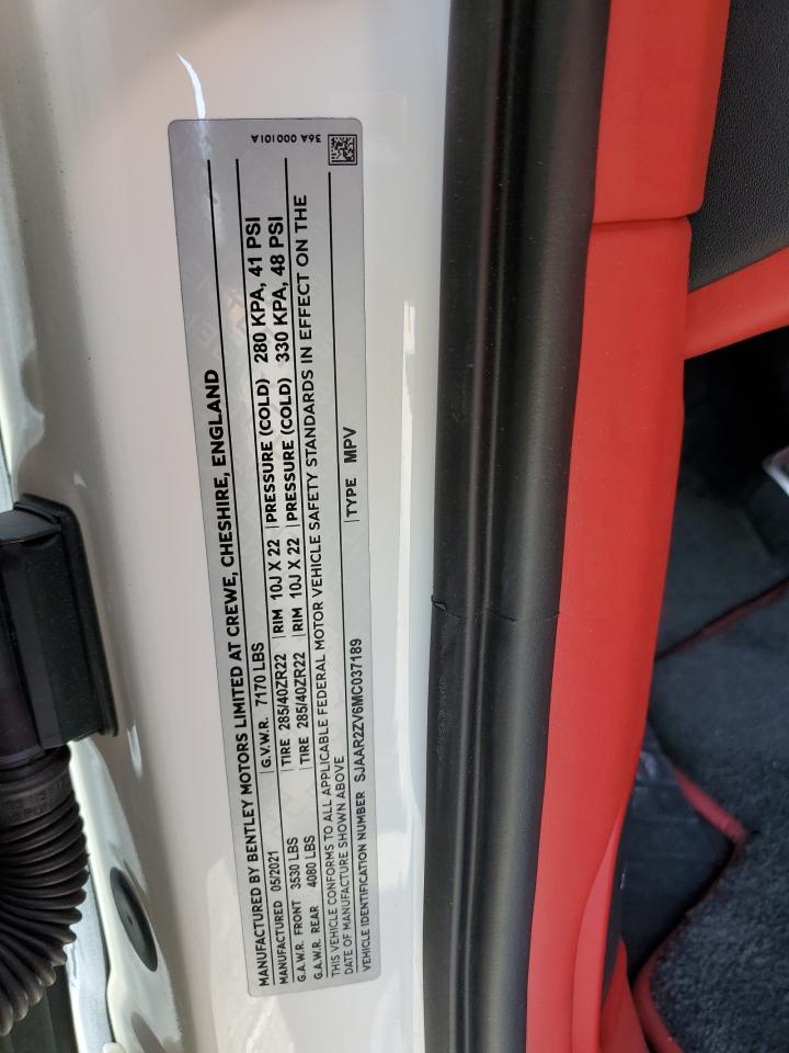 2021 Bentley Bentayga Speed VIN: SJAAR2ZV6MC037189 Lot: 81723635