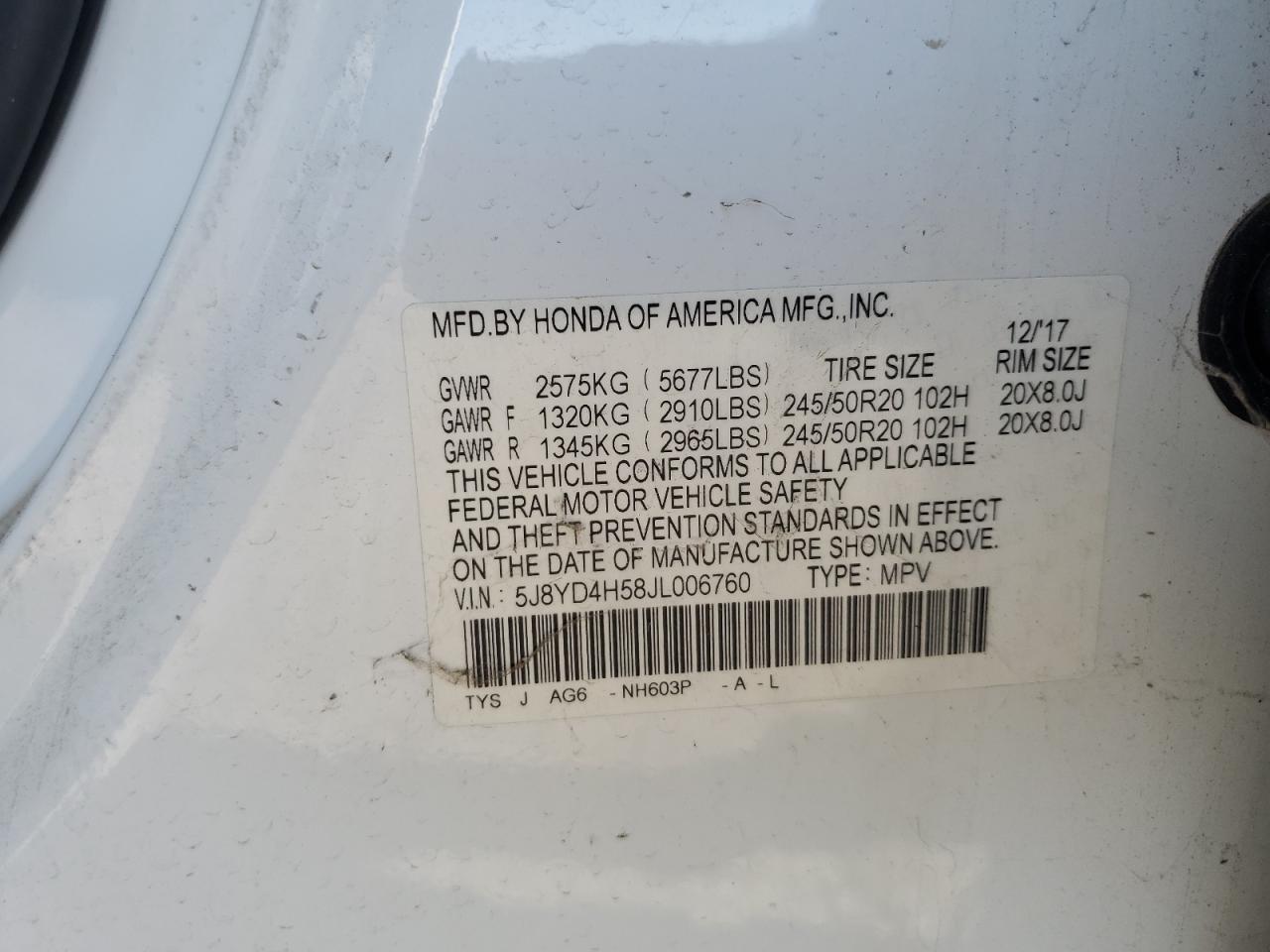 2018 Acura Mdx Technology VIN: 5J8YD4H58JL006760 Lot: 80413775