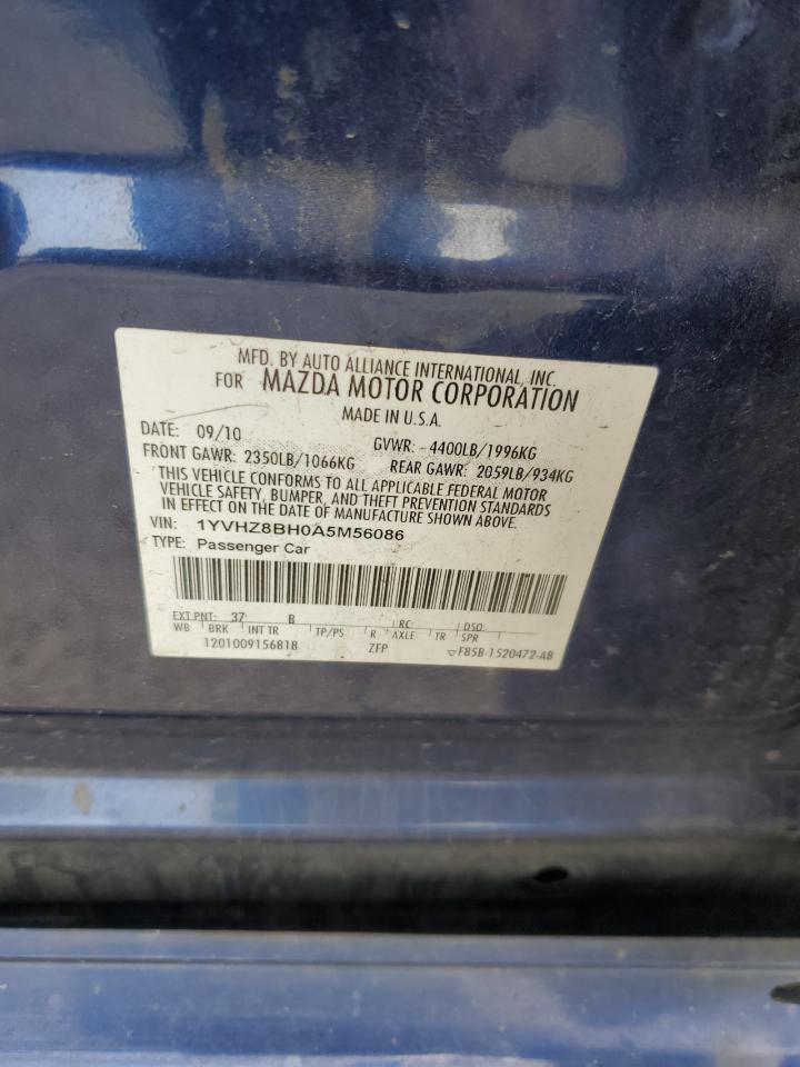 2010 Mazda 6 I VIN: 1YVHZ8BH0A5M56086 Lot: 84545155
