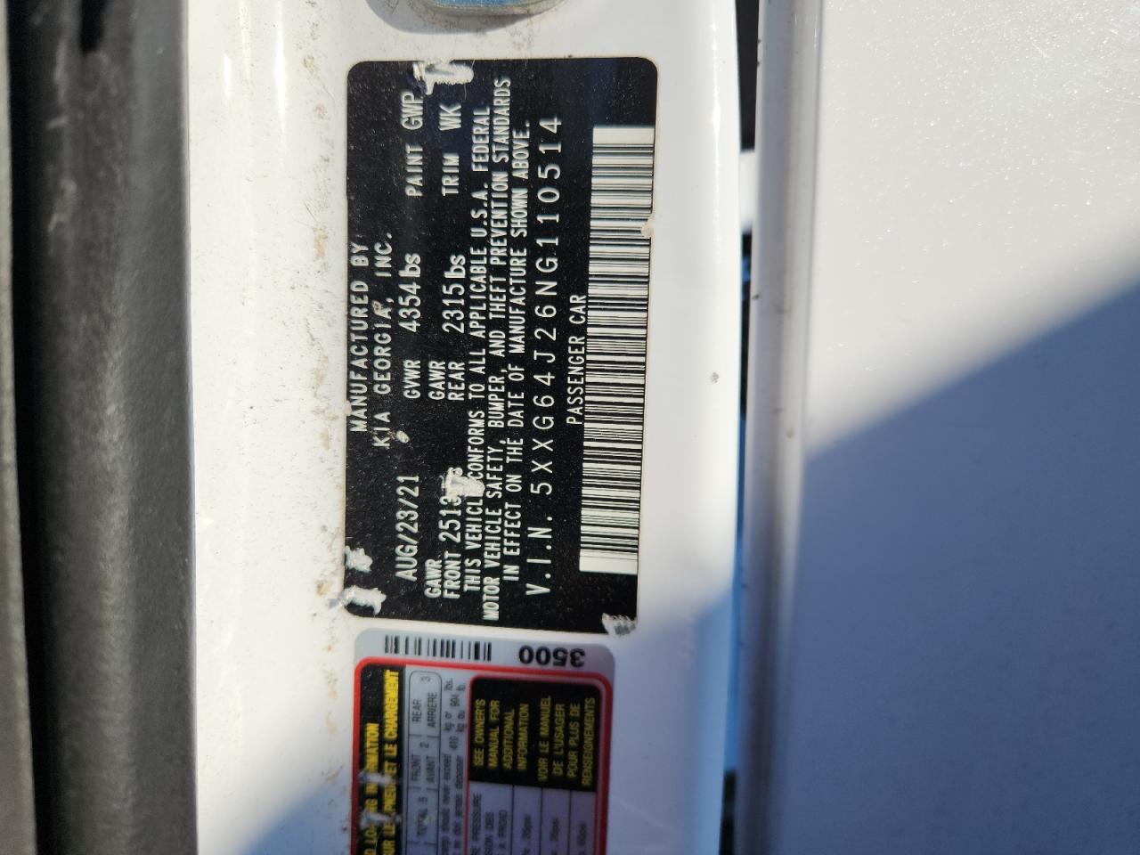 2022 Kia K5 Gt Line VIN: 5XXG64J26NG110514 Lot: 81345095