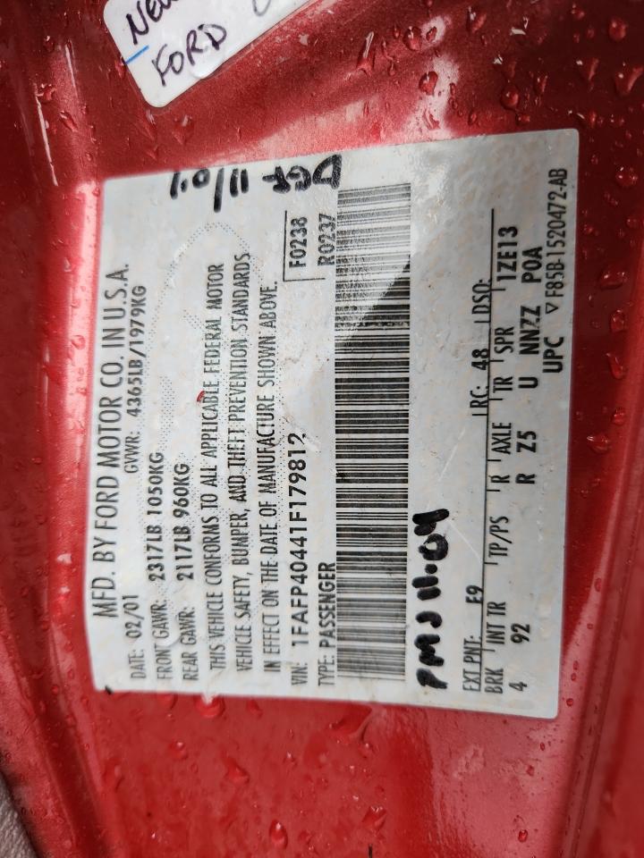 2001 Ford Mustang VIN: 1FAFP40441F179812 Lot: 81625275