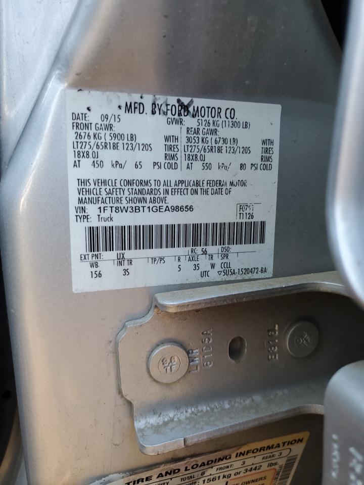 2016 Ford F350 Super Duty VIN: 1FT8W3BT1GEA98656 Lot: 80915405