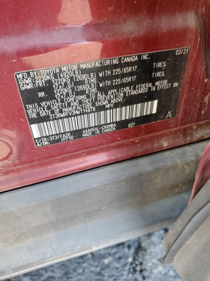 2021 Toyota Rav4 Xle VIN: 2T3RWRFV3MW114878 Lot: 81861705