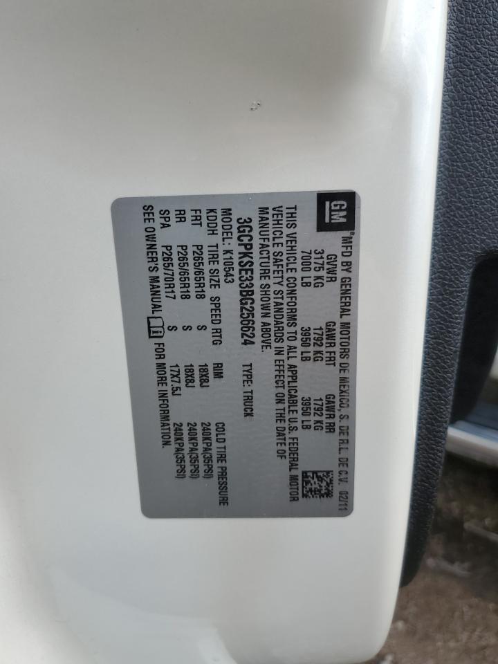 2011 Chevrolet Silverado K1500 Lt VIN: 3GCPKSE33BG256624 Lot: 80999585