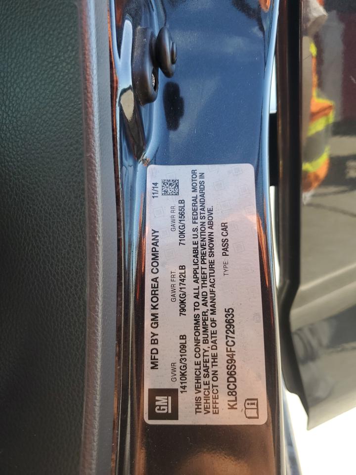 2015 Chevrolet Spark 1Lt VIN: KL8CD6S94FC729635 Lot: 80916685