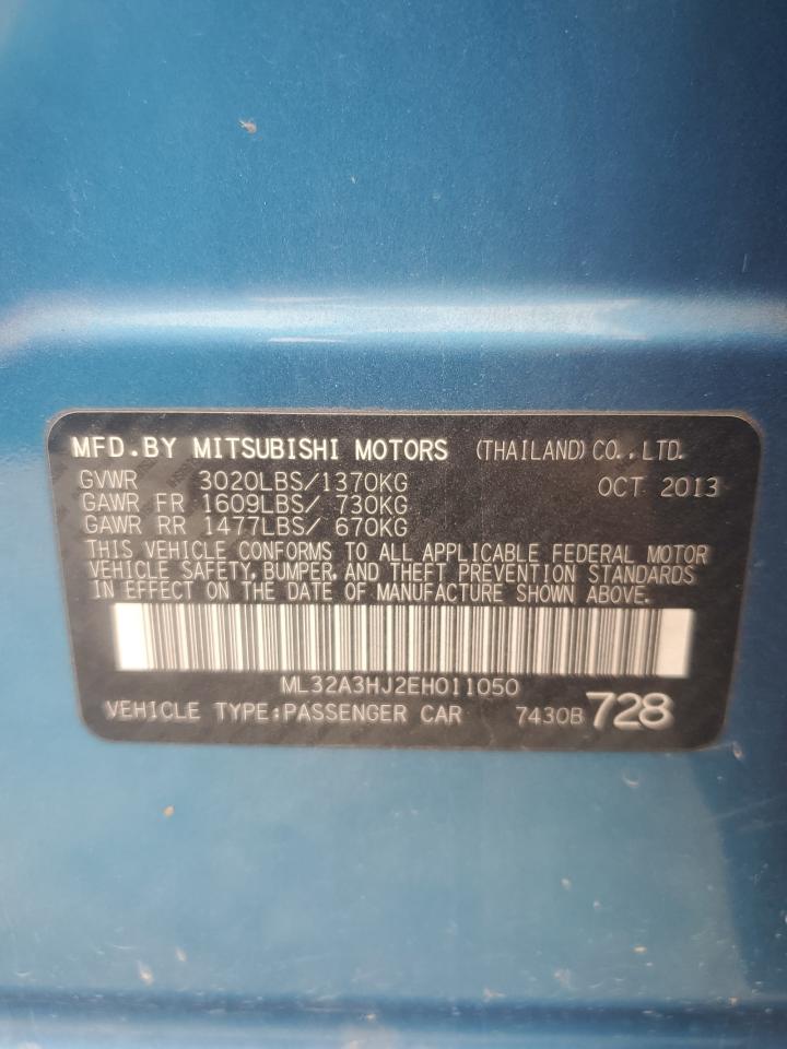 2014 Mitsubishi Mirage De VIN: ML32A3HJ2EH011050 Lot: 80120145