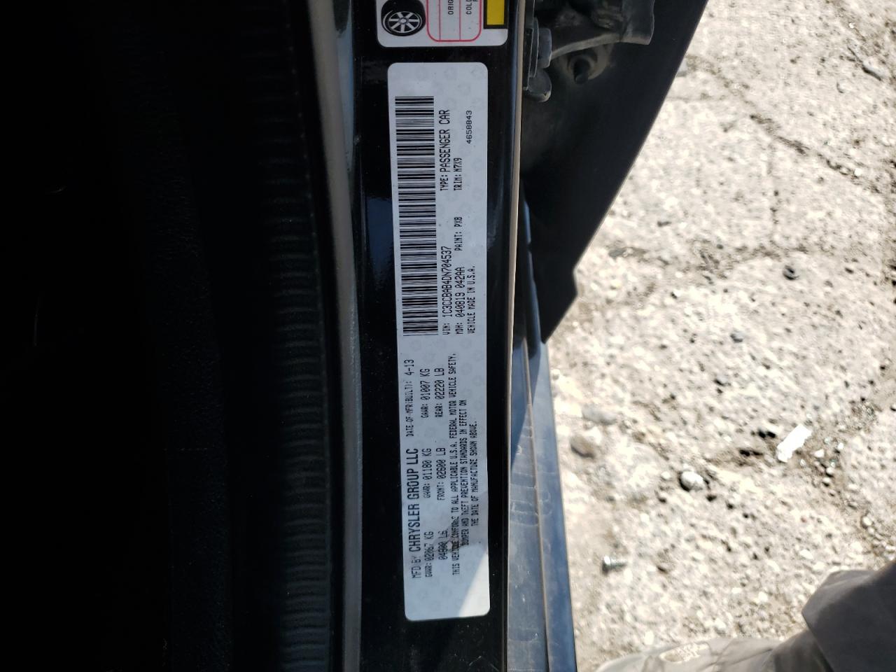 2013 Chrysler 200 Lx VIN: 1C3CCBAB4DN704537 Lot: 81868875