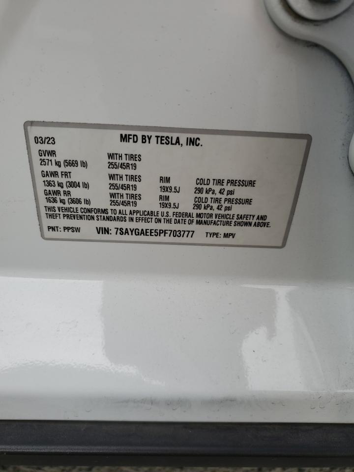 2023 Tesla Model Y VIN: 7SAYGAEE5PF703777 Lot: 82113945