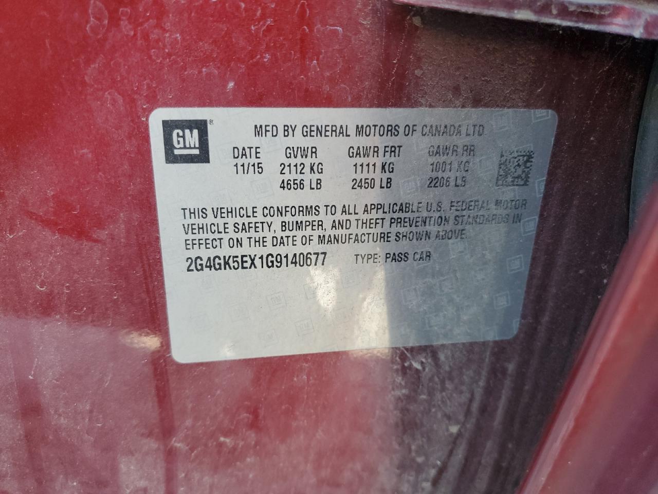 2016 Buick Regal VIN: 2G4GK5EX1G9140677 Lot: 81868855