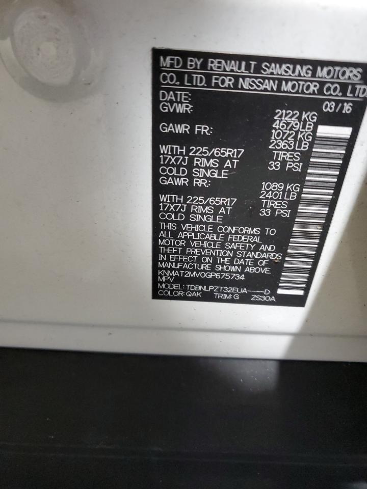 2016 Nissan Rogue S VIN: KNMAT2MV0GP675734 Lot: 81186245