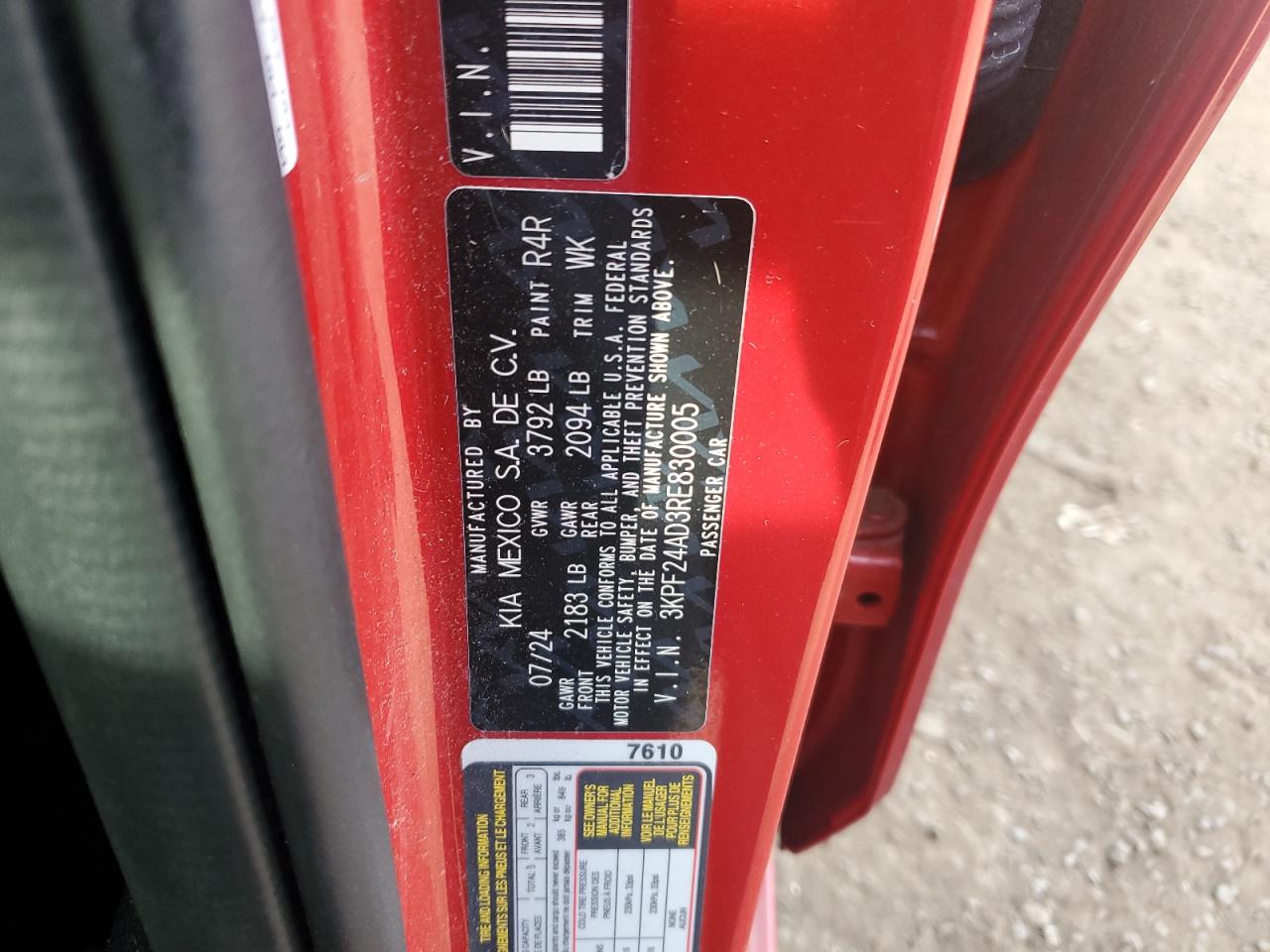 2024 Kia Forte Lx VIN: 3KPF24AD3RE830005 Lot: 84543655