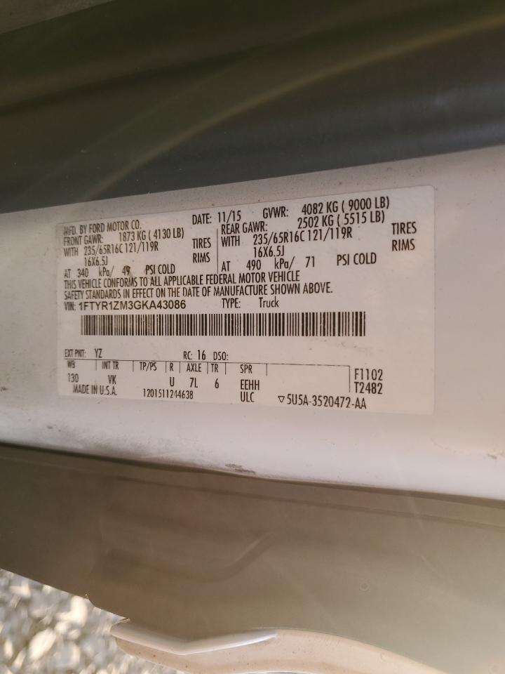 2016 Ford Transit T-250 VIN: 1FTYR1ZM3GKA43086 Lot: 81255095