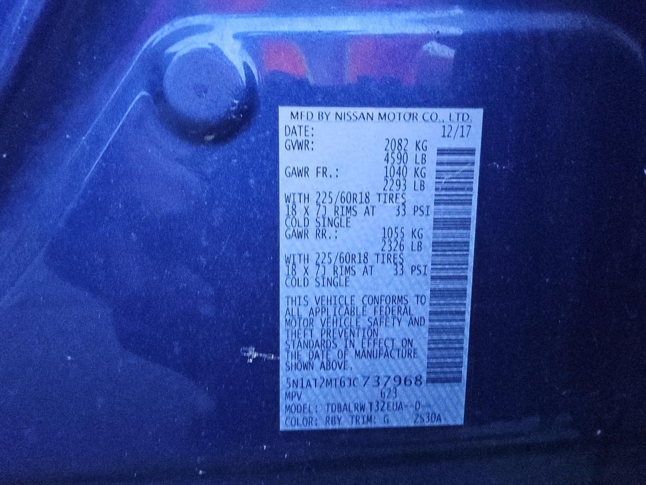 2018 Nissan Rogue S VIN: 5N1AT2MT6JC737968 Lot: 81445465