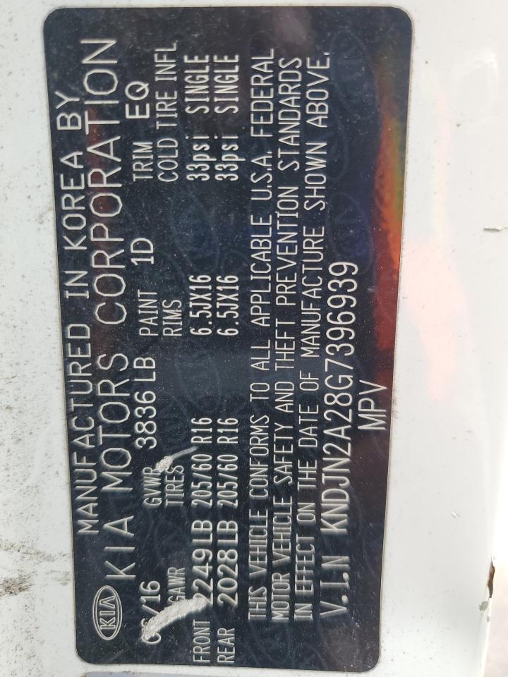 2016 Kia Soul VIN: KNDJN2A28G7396939 Lot: 70921855