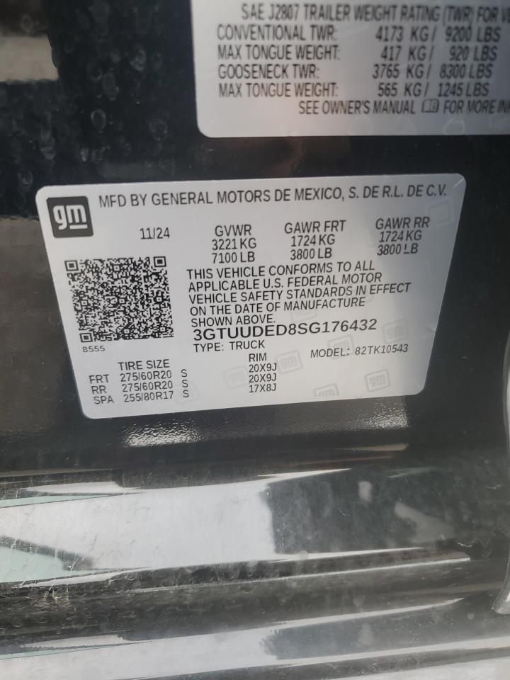 2025 GMC Sierra K1500 Slt VIN: 3GTUUDED8SG176432 Lot: 71367715