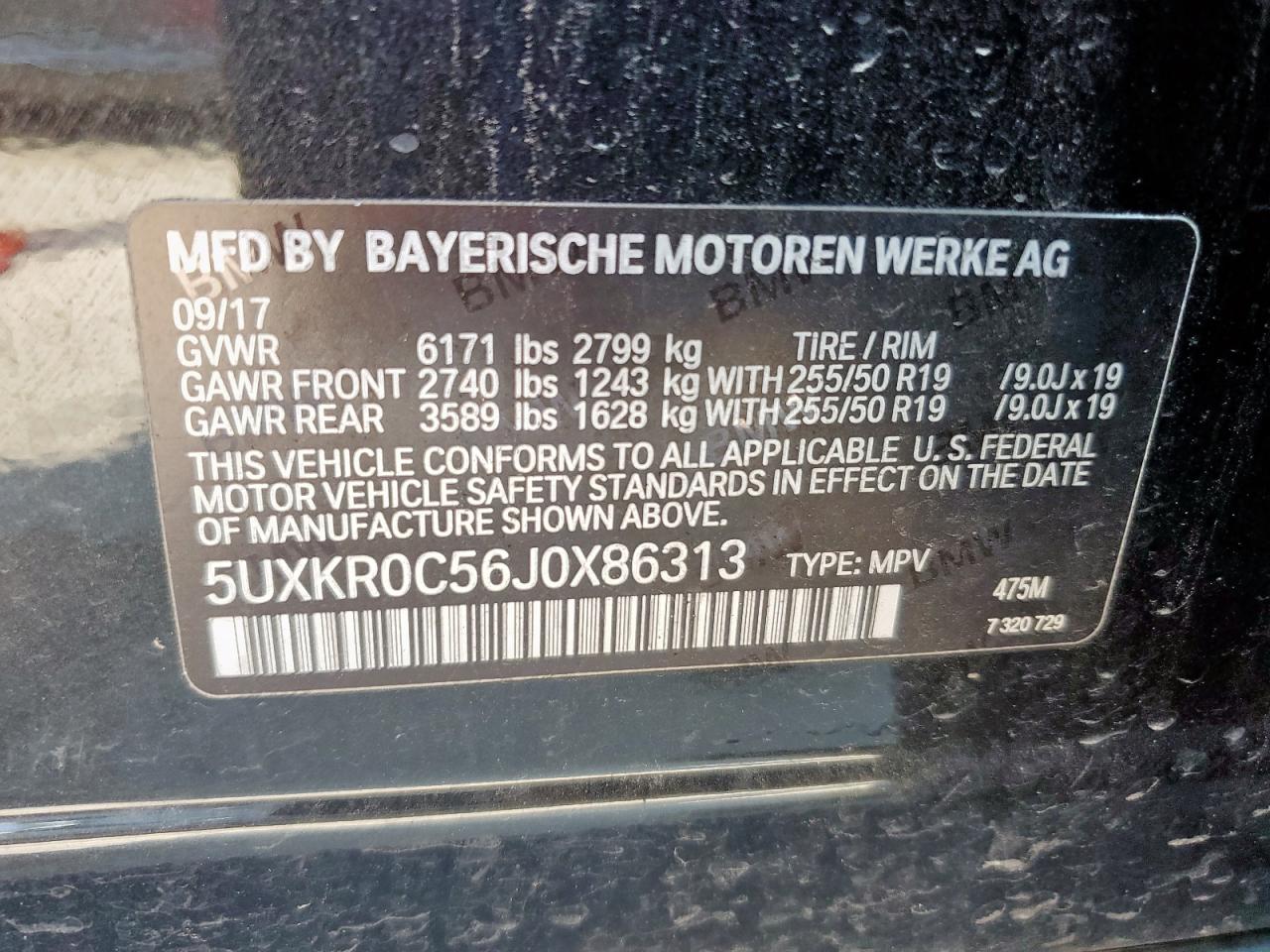 2018 BMW X5 xDrive35I VIN: 5UXKR0C56J0X86313 Lot: 71039035