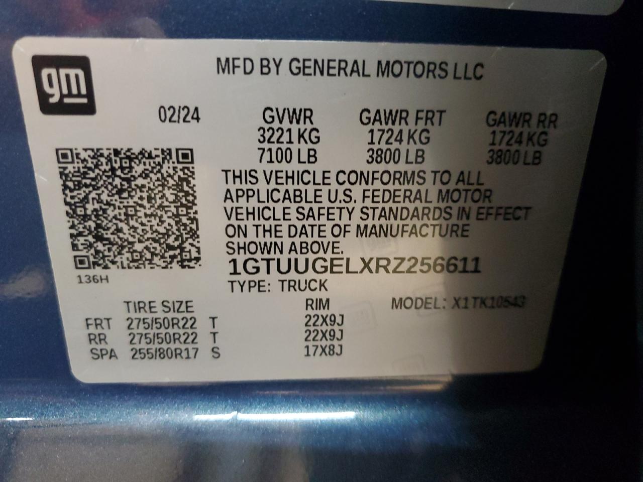 2024 GMC Sierra K1500 Denali VIN: 1GTUUGELXRZ256611 Lot: 81728615