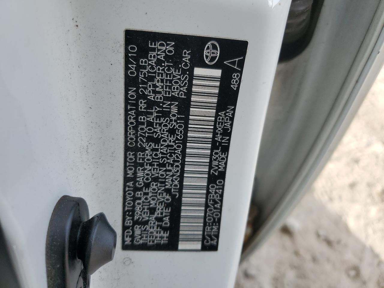 2010 Toyota Prius VIN: JTDKN3DU2A0165011 Lot: 84573725