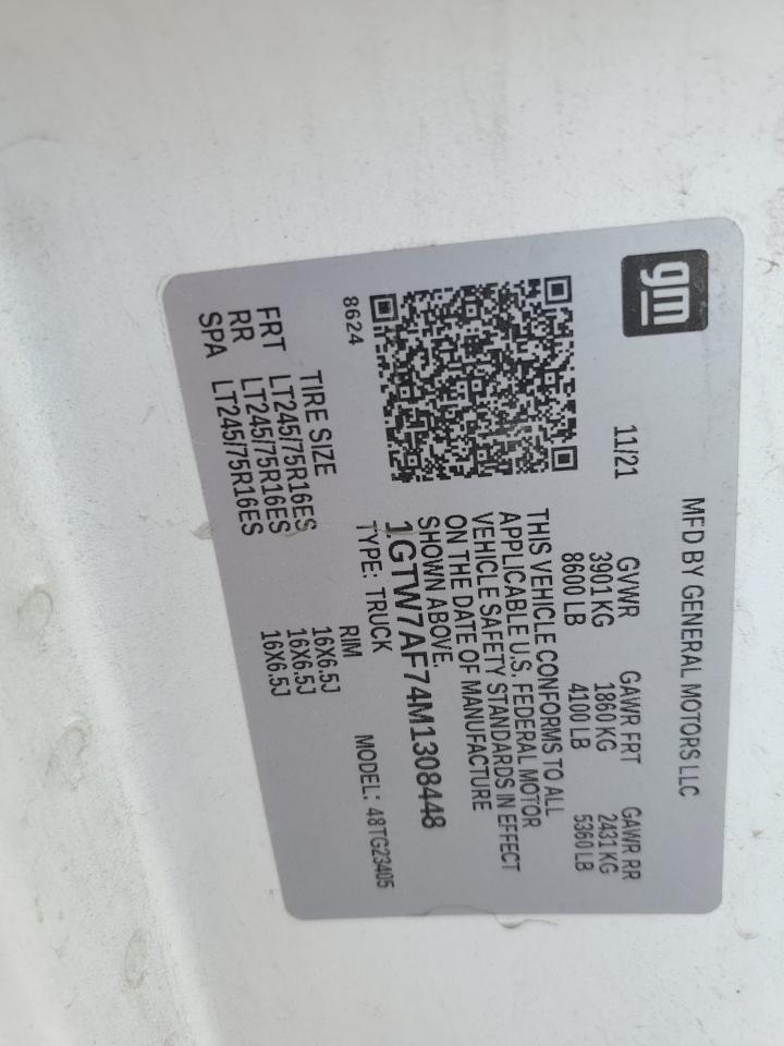 2021 GMC Savana G2500 VIN: 1GTW7AF74M1308448 Lot: 80320225