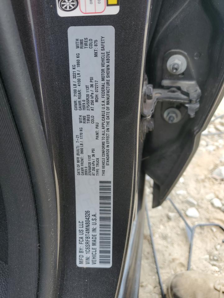 2021 Ram 1500 Big Horn/Lone Star VIN: 1C6SRFBT4MN804326 Lot: 80561065