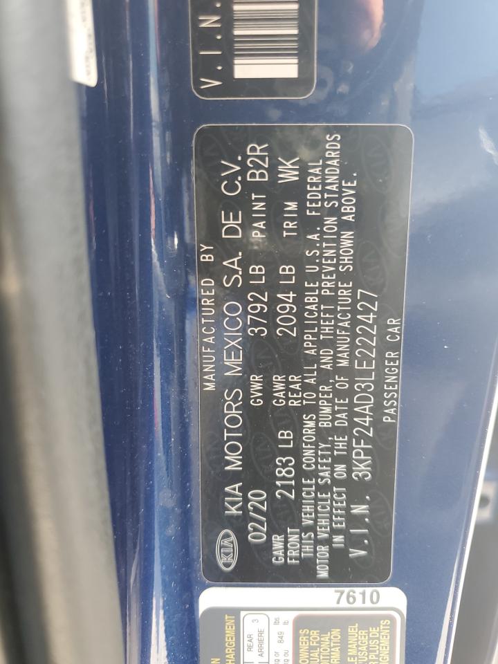 2020 Kia Forte Fe VIN: 3KPF24AD3LE222427 Lot: 81297835