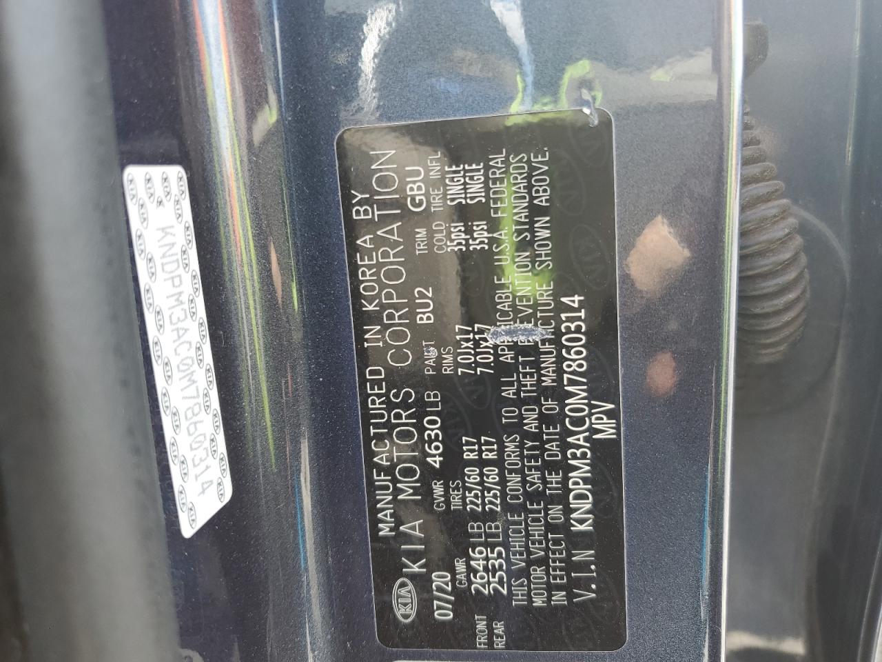 2021 Kia Sportage Lx VIN: KNDPM3AC0M7860314 Lot: 71935685