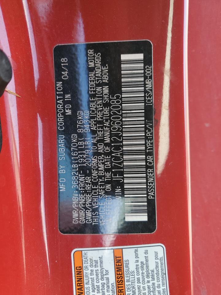 2018 Subaru Brz 2.0 Limited VIN: JF1ZCAC12J9602085 Lot: 83771595