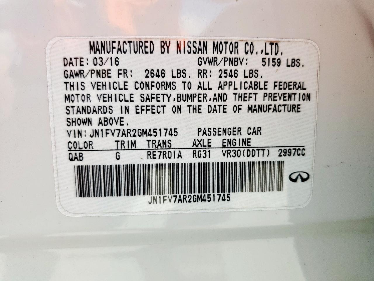 2016 Infiniti Q50 Red Sport 400 VIN: JN1FV7AR2GM451745 Lot: 81953965