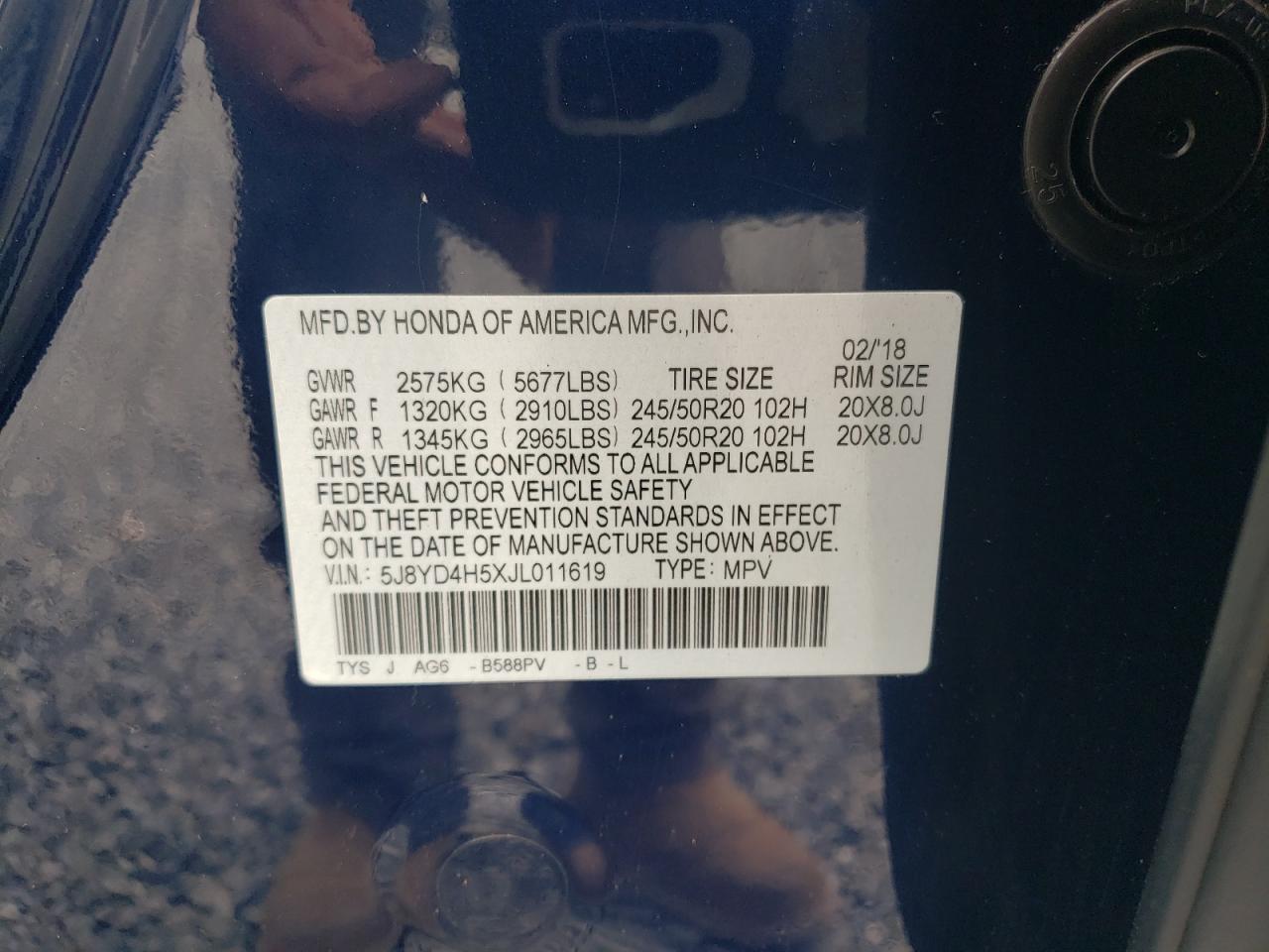 2018 Acura Mdx Technology VIN: 5J8YD4H5XJL011619 Lot: 71944585