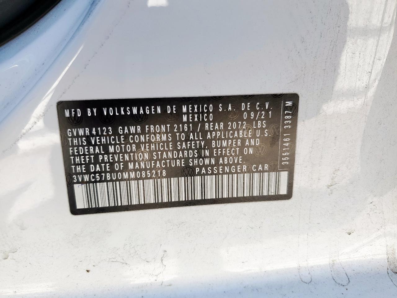 2021 Volkswagen Jetta S VIN: 3VWC57BU0MM085218 Lot: 84596865