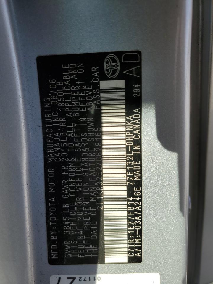 2007 Toyota Corolla Matrix Xr VIN: 2T1KR32E27C628165 Lot: 72074185