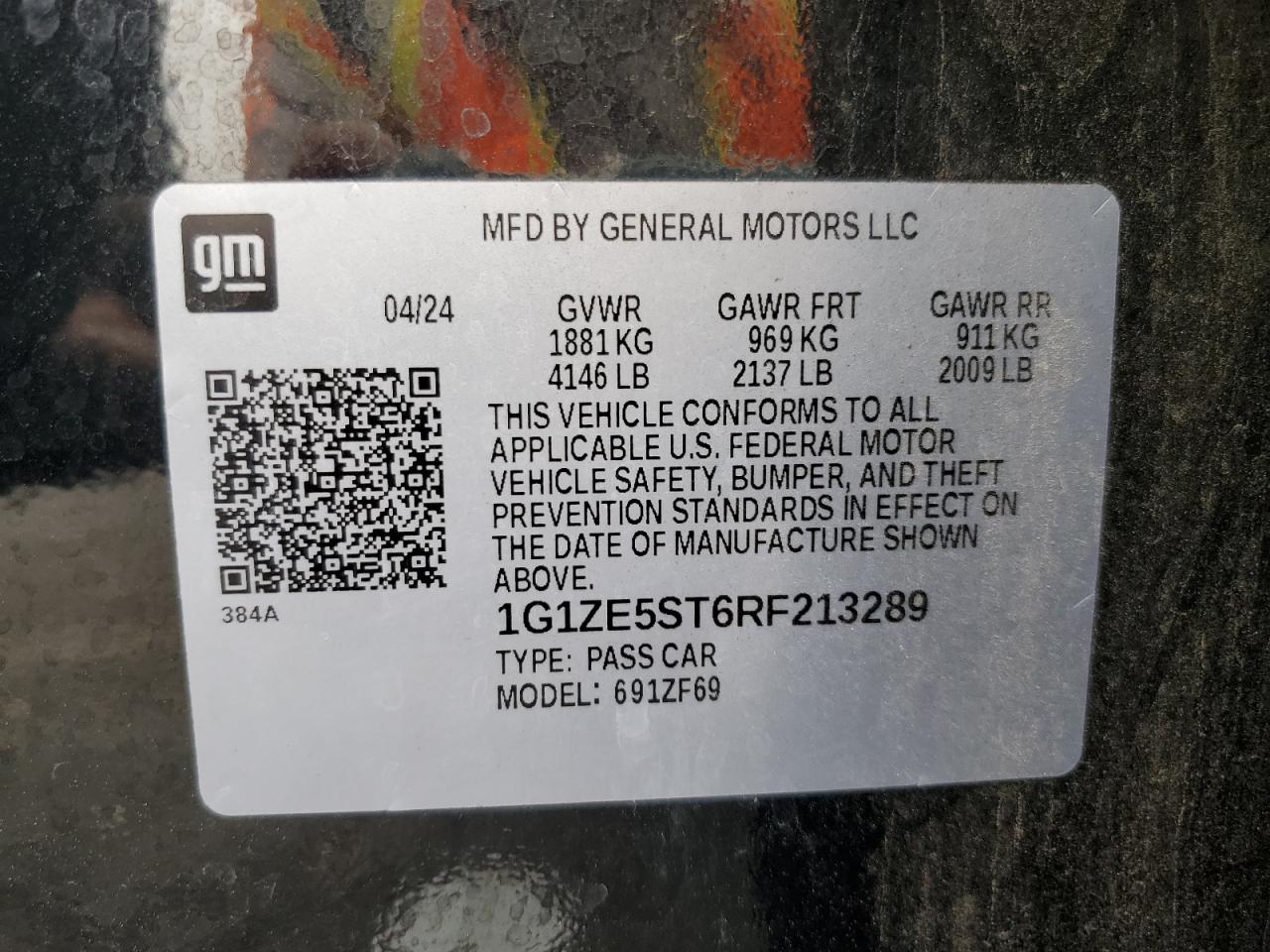2024 Chevrolet Malibu Premier VIN: 1G1ZE5ST6RF213289 Lot: 84015745