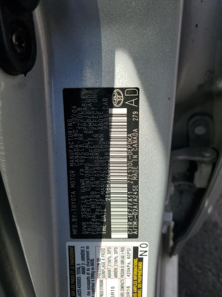 2005 Toyota Corolla Ce VIN: 2T1BR32E55C388395 Lot: 71014845