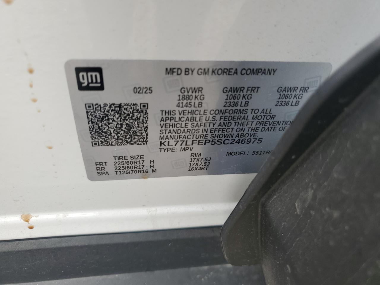 2025 Chevrolet Trax Ls VIN: KL77LFEP5SC246975 Lot: 71166455