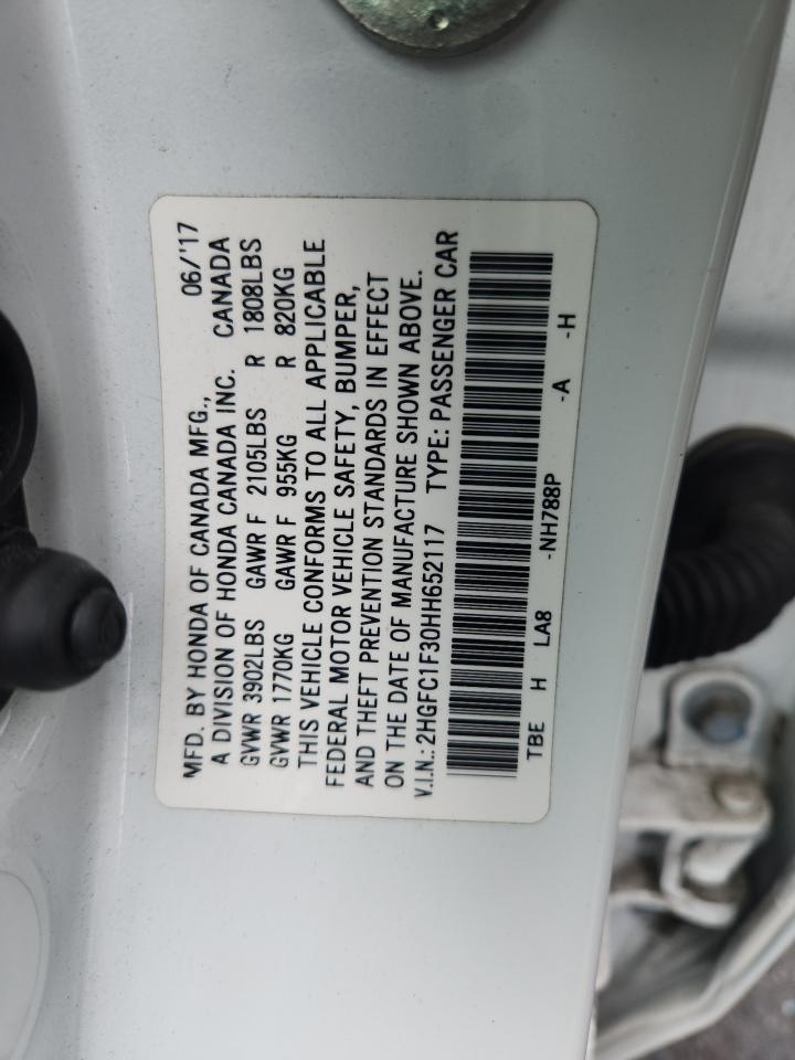 2017 Honda Civic Ex VIN: 2HGFC1F30HH652117 Lot: 80949985