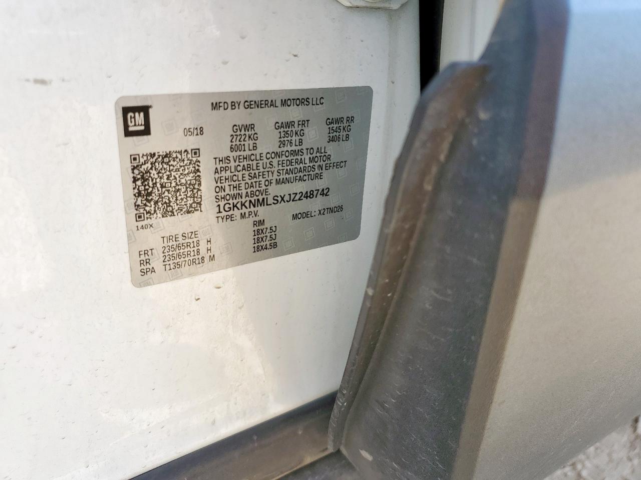 2018 GMC Acadia Slt-1 VIN: 1GKKNMLSXJZ248742 Lot: 70589055