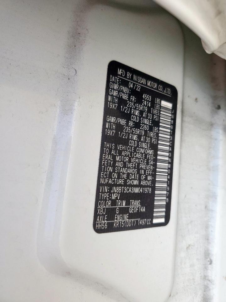 2022 Nissan Rogue Sl VIN: JN8BT3CA3NW041978 Lot: 81096935