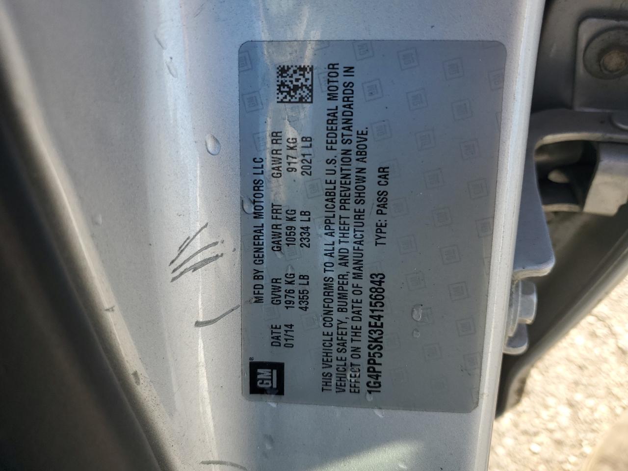 2014 Buick Verano VIN: 1G4PP5SK3E4156843 Lot: 84047515