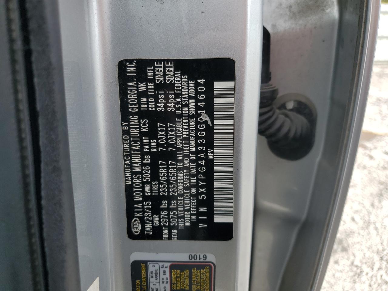 2016 Kia Sorento Lx VIN: 5XYPG4A33GG014604 Lot: 83997895